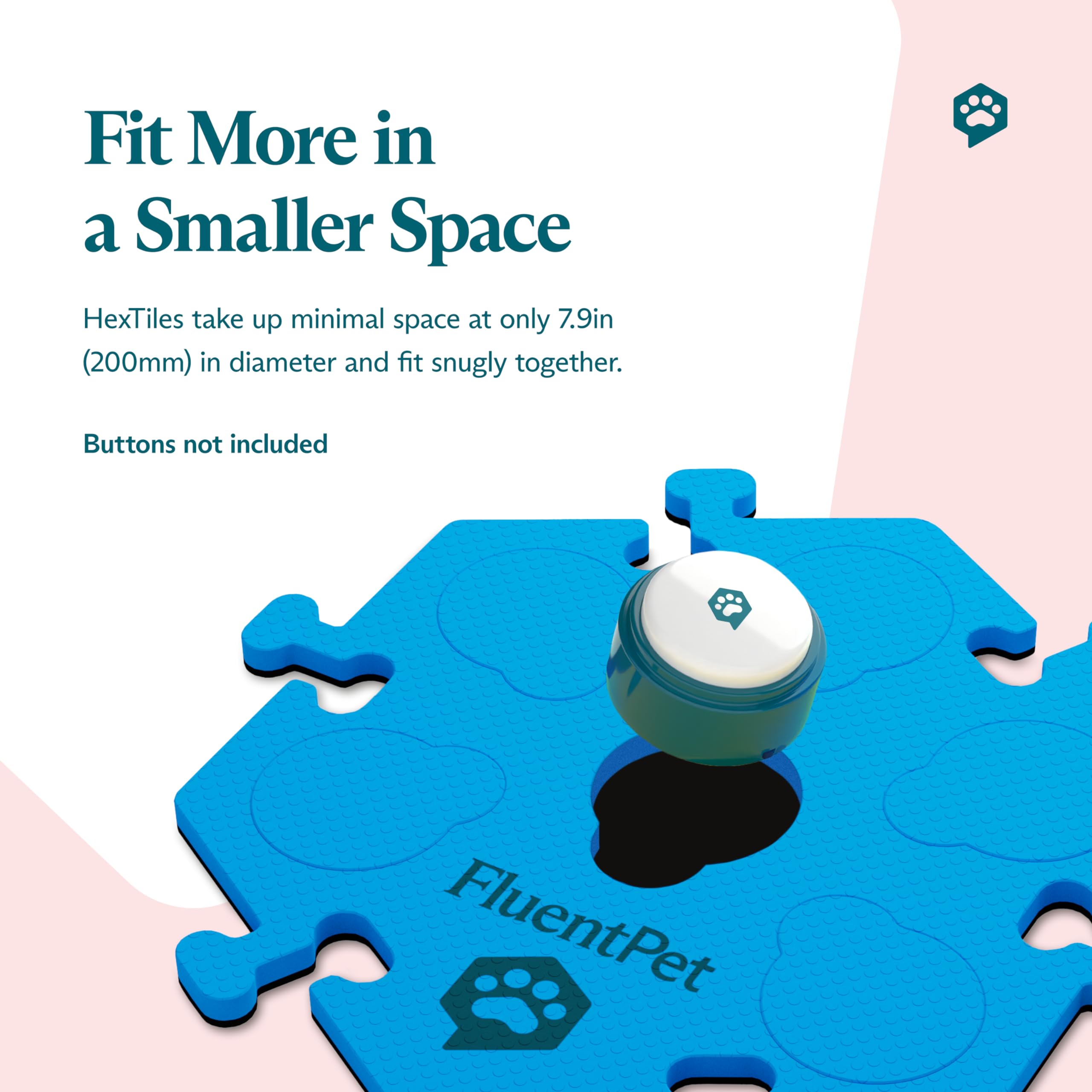 Fluentpet Hextile - Yellow | Accessory Dog And Cat Button Learning Kits | Can Hold Up To 6 Buttons | Soft, Durable, And Non-Slip